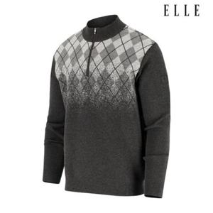 엘르골프 세이브존01 남성 그라데이션 아가일 반집업 니트 6J53402 931