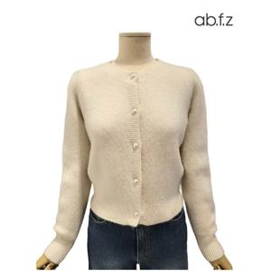 [에이비에프지]퍼프 소매 포인트 라운드넥 앙고라 긴팔 니트 가디건 APA1HY39A