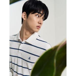 [빈폴멘] 텍스처 칼라넥 스트라이프 긴소매 티셔츠  아이보리 (BC6241C550)