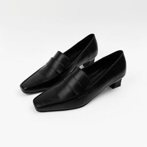 [신난다슈] 여성 구두 펌프스 힐 4cm 여자 로퍼 힐 사각코 발편한 미들굽 NF265506 블랙