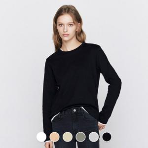 [지오다노] 여성 봄 라운드넥 띡저지 톡톡한 무지 면 긴팔 티셔츠 326502