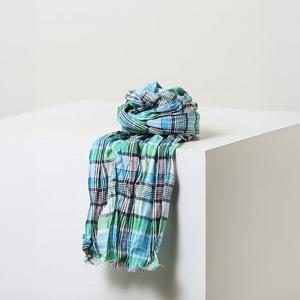 [헤지스] 남성 체크 린넨 머플러 HZMU6E101T2