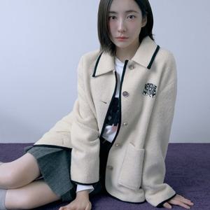 [쥬크]알파카 블렌디드 니트 배색 하프코트 Z254MSG714