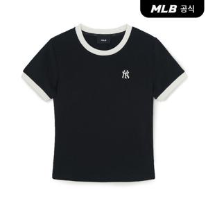 [MLB공식] 26SS 여성 베이직 스몰로고 링거 티셔츠 NY (Black) 3FTSB0263-50BKS