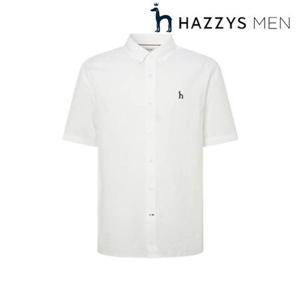 [헤지스남성] (HZSH5B503WT) 화이트 가먼트다잉 서커 반팔 셔츠