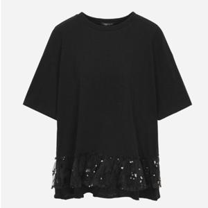 [써스데이아일랜드]스팽글 패치 오버사이즈 티셔츠 T256MTS134W