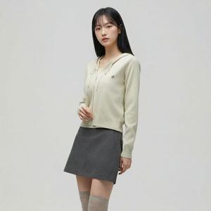 [LAP] 랩 단가라 레이어드 후드가디건 니트 (AS1KH164)