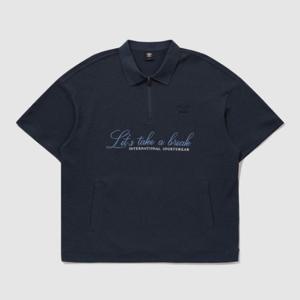 엄브로반팔티 TQT UQ221CTS49-DVY 레이트 체크아웃 와플 반팔 카라 하프집업 맨투맨 / DVY