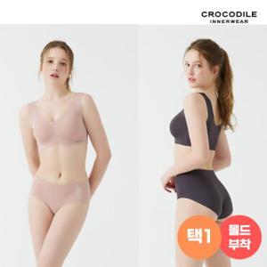 [크로커다일]몰드부착 V넥 스킨컬렉션 브라+팬티 2종세트택1