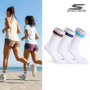 스케쳐스 여성 링글배색 로고포인트 크루삭스 3P_SBU/BU/NY