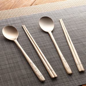 [골든벨] 아리와 꽃 나비 유기 부부수저 세트