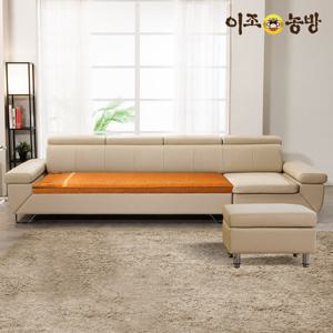 [담요증정]이조농방 틸렌트 천연가죽 확장형황토볼 흙소파 4.5인용(스툴포함)