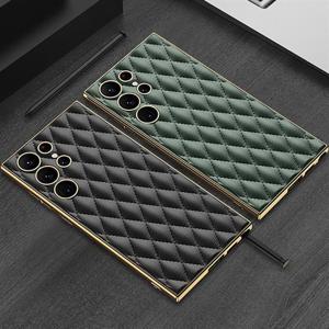 갤럭시S23플러스 풀커버 골드 프레임 럭셔리 퀄팅명품가죽케이스