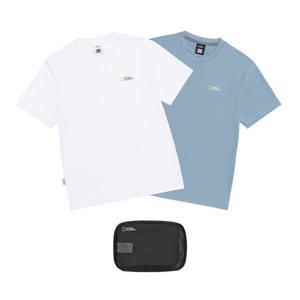 N265UPA910 유니 메이스 기능성 2PACK 반팔 티셔츠 STEEL BLUE