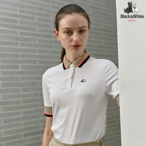 [블랙앤화이트] 여성 냉감 골지 5부소매 티셔츠 9004LZSN_WHITE