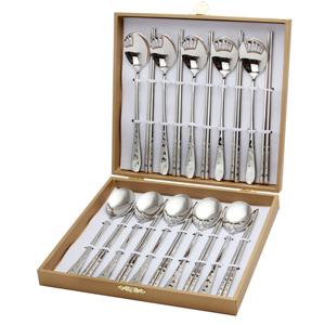 [골든벨]꽃과 나비 레이저 수저 10벌 세트