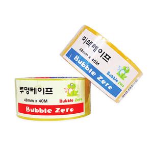 버블제로 OPP 박스테이프 투명 미색 48mmx40M/포장/택배/황색/불