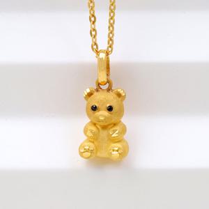 [골드모아] 여자 순금 목걸이 15g [초코 큐빅 곰돌이]