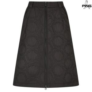 [핑골프][양말증정]여성 로고 퀼팅 패딩 지퍼 큐롯 스커트 121D4PC482_BK