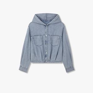 [보브]스냅 버튼 후디드 데님 블라우스 7155160002