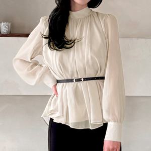 [모리스커밍홈] [SET]플레어 쉬폰 뒷리본 블라우스_M2503BL015A