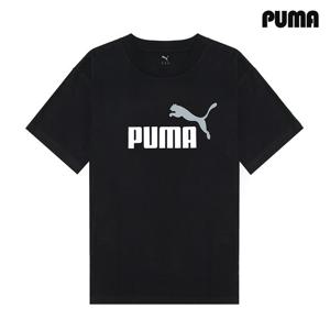 푸마 에센셜 클래식 포인트컬러 로고 반팔 티셔츠 블랙 684708-01