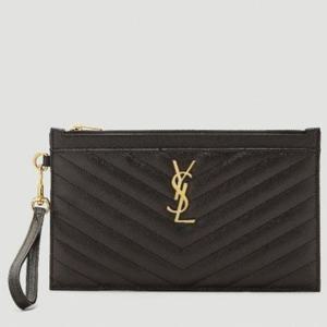 26 SS 생로랑 YSL 모노그램 퀼트 스트랩 미니 클러치백 블랙 636313 BOW01 1000
