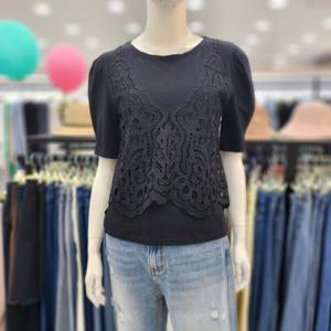 [조이너스]여성 브랜드 레이스 반팔 면 티셔츠JEU4WKS0260_US