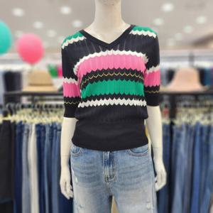 [조이너스]여성 브랜드 24신상 브이넥 니트 칠부 티셔츠JEU5WSL0