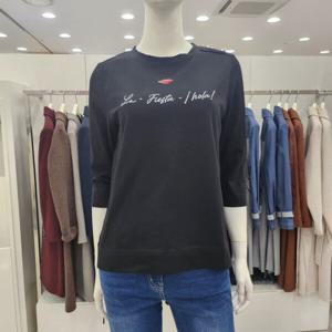 [조이너스]여성 브랜드 24신상  라운드 면혼방 칠부 티셔츠JEU4