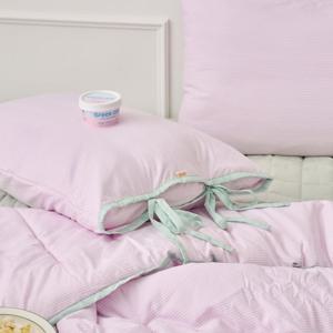 [모던하우스] ON 소르베 데이즈 라벤더 스트라이프 리본 베개커버 50x70