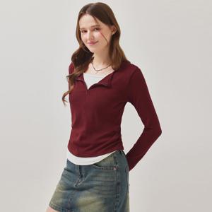 FOCUS  집업 레이어드 배색 티셔츠 PBBF5F1TS6501