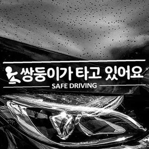 쌍둥이가 타고있어요 자동차스티커-반사