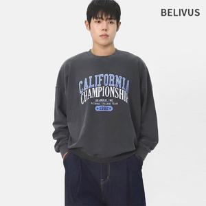 빌리버스 남자 맨투맨 긴팔 프린팅 코튼 오버핏 피그먼트 티셔츠 BPT091