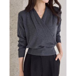 [모리스커밍홈]숄카라 겹브이넥 랩 니트_M2510KN646C