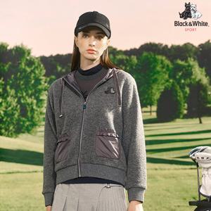 [블랙앤화이트]여성 겨울 부클 후드 집업 6205LBSW_GREY