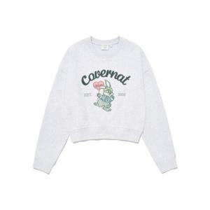 커버낫긴팔티 JQS CO2403CR73-HG 우먼 크롭 클로버니 자수 맨투맨 Heather Gray