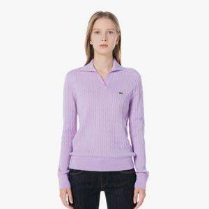 [라코스테공식] 여성 케이블 오픈카라 스웨터 AF197E-54N GFU