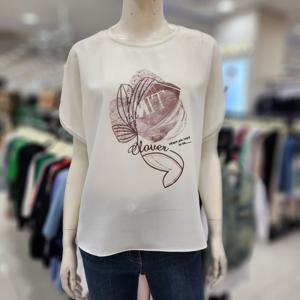 [조이너스]여성 브랜드 25신상 라운드 쉬폰 반팔 티셔츠 JAFU5WR