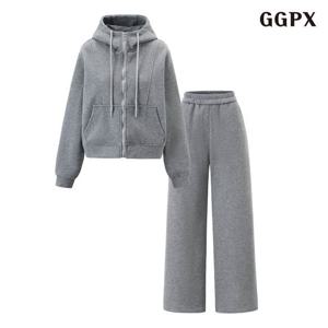 GGPX 후드 기모 집업 자켓 밴딩 롱 팬츠 셋업 (GPDOW019D)