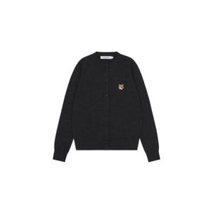 Maison Kitsune메종 키츠네 폭스 헤드 패치 어드저스티드 라운드넥 가디건 앤트러사이트 멜란지 HW00521KT1036-H190