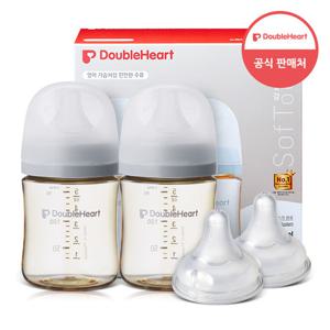 더블하트 모유실감 모먼트 새벽그레이 160ml 트윈팩세트(젖병2개+젖꼭지2입)