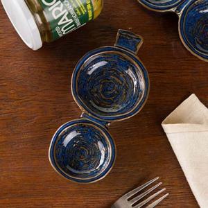 이천도자기 돌비 블루 쌍초장기 종지 17.5cm 식기 그릇 반찬기 플레이트