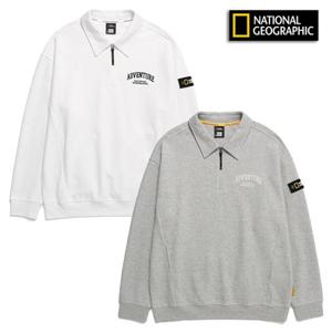 내셔널지오그래픽 N241MSW080 세미오버핏 카라 남성 반집엎 맨투맨