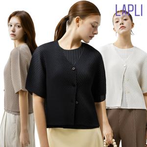 라플리 26SS 오블리크 플리츠 세트(재킷+블라우스 탑)