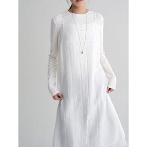 (356371CM21) [에잇세컨즈] 앞트임 레이어드 롱원피스  화이트