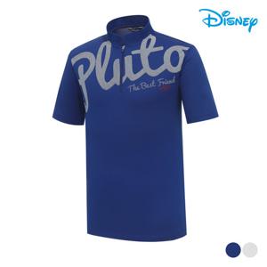 [디즈니골프]남성 반집업 레터링 스판 하프넥 반팔 티셔츠 DO2MTS038