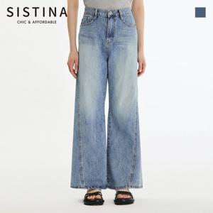 [SISTINA] 인기 워싱 절개 와이드 데님 팬츠_AAMSLP21030