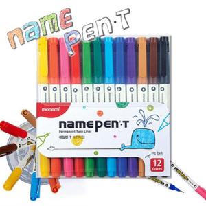 아트박스/한가람문구 모나미 네임펜T 12색세트 (트윈 TWIN)
