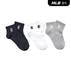 [MLB공식] 25N 스몰 로고 발목 양말 3족세트 MLB (Melange Grey) 3ASOLS15N-00MGS